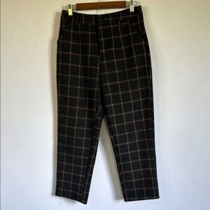 SHEIN Black Window Pane Trousers with Classic Straight-Leg Cut